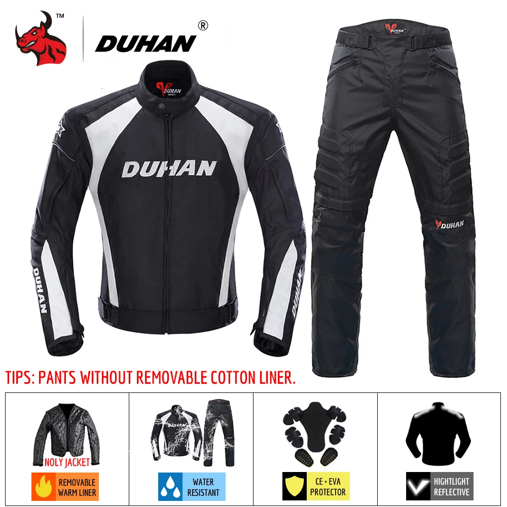 DUHAN Motorcycle Racing Suit Protective Gear Armor Winter Motorcycle Jacket+Motorcycle Pants Hip Protector Moto Clothing Set ##