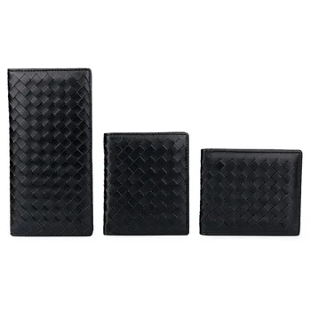 

Leather men's wallet soft quality sheepskin card holder hand-woven pattern series two-fold men's wallet