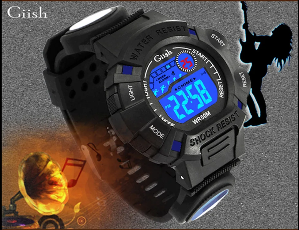 

South Korea-Style Men Sports LED Waterproof Electronic Watch Dual Display Multi-functional Outdoor Girl'S MEN'S Watch Children S
