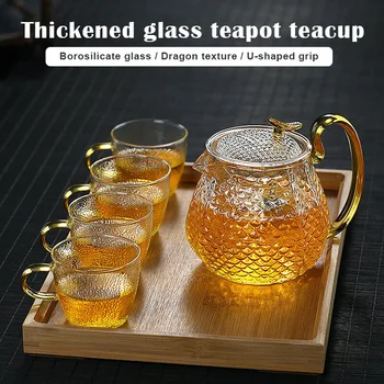 

Thickened Glass Teapots and 3 Cup Household Heat-Resistant Clear Teapots Tea Maker Tea Set UD88