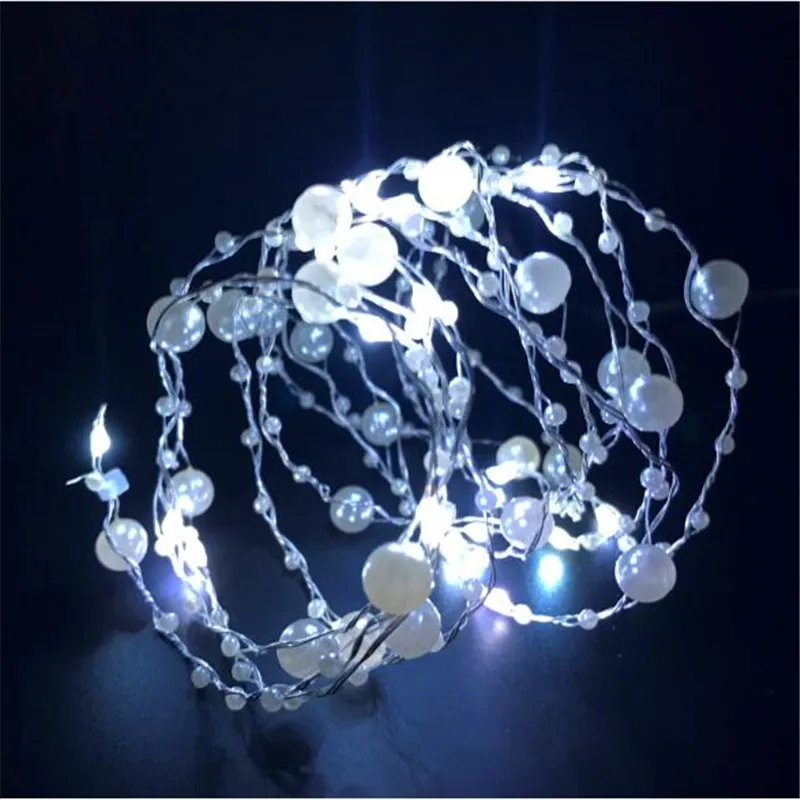 Перламутровые 100LED гирлянды из медной проволоки, перламутровые сказочные огни для свадьбы, дома, вечерние, рождественские украшения