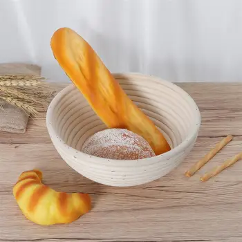 

2pcs Rattan Weaving Proofing Basket Natural Dough Rising Bread Making Loaf Basket Bread Baking Tool with Cloth Liners