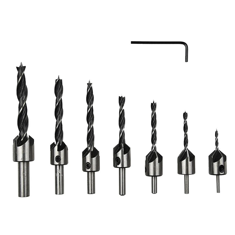 

7PCS Flute Countersink Drill Bit Set In Drill Bits,Pilot Drill Bits In Screwdriver Hinge Hole Saw Wood Drilling