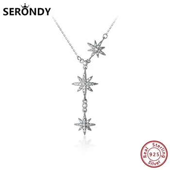 

SERONDY 925 Sterling Silver Star Crystal Pendants Choker Female Necklace For Women Accessories Gift Fine Jewelry 2020 XL10734