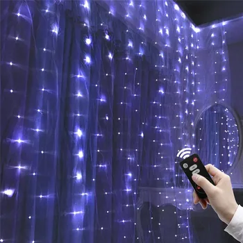 

string lights led USB Curtain Lights 3.3m 300 LED 8 Modes with Control Christmas Party decorations #4d09