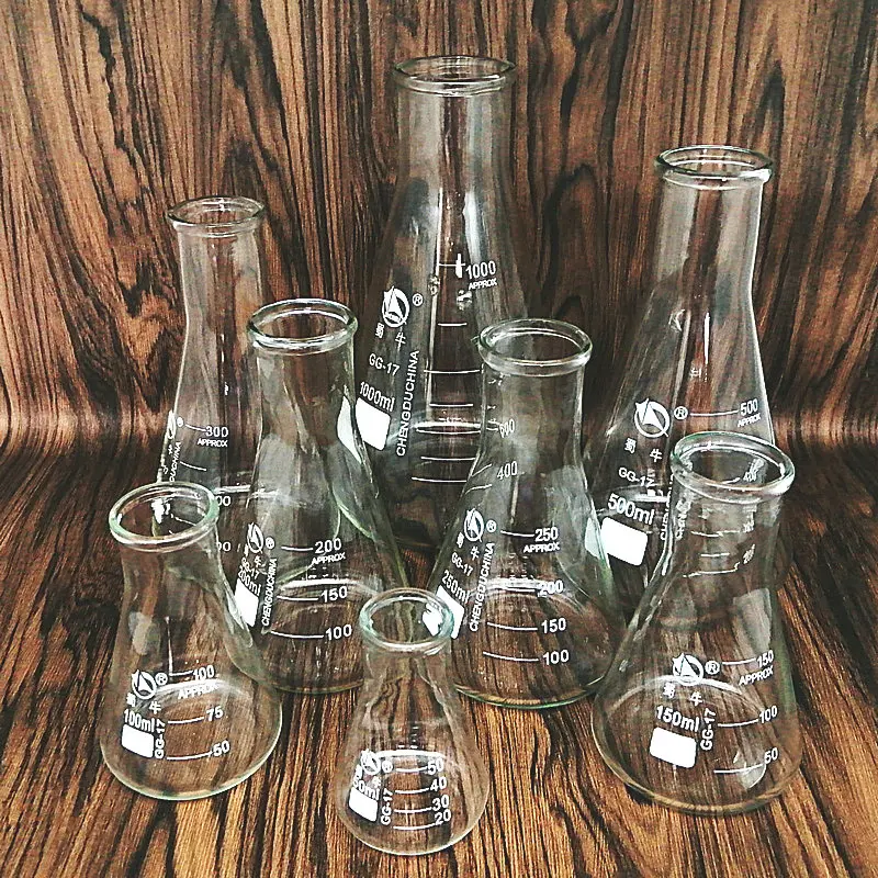 50ml to 1000ml Erlenmeyer Borosilicate Glass Flask Wide Neck Flask Conical Triangular Laboratory Chemical Equipment,