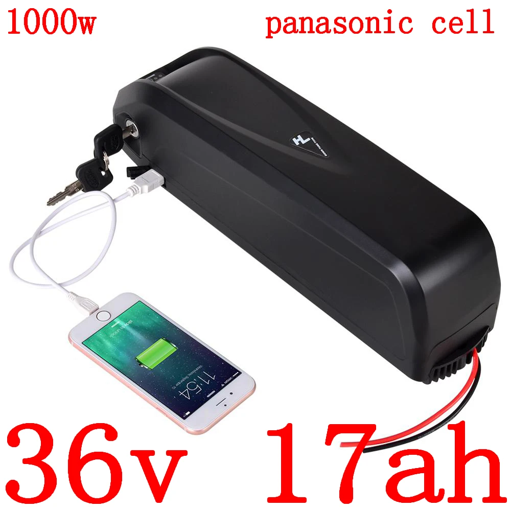 36V 500W 1000W ebike battery 17AH lithium ion electric bike use panasonic cell with 30A BMS+2A charger | Спорт и развлечения