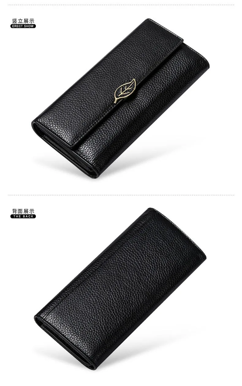 Fashion Genuine Leather Women Wallets Business Credit Card Holder Purse Black Red Cowhide Female Clutch bag Lady Wallet New