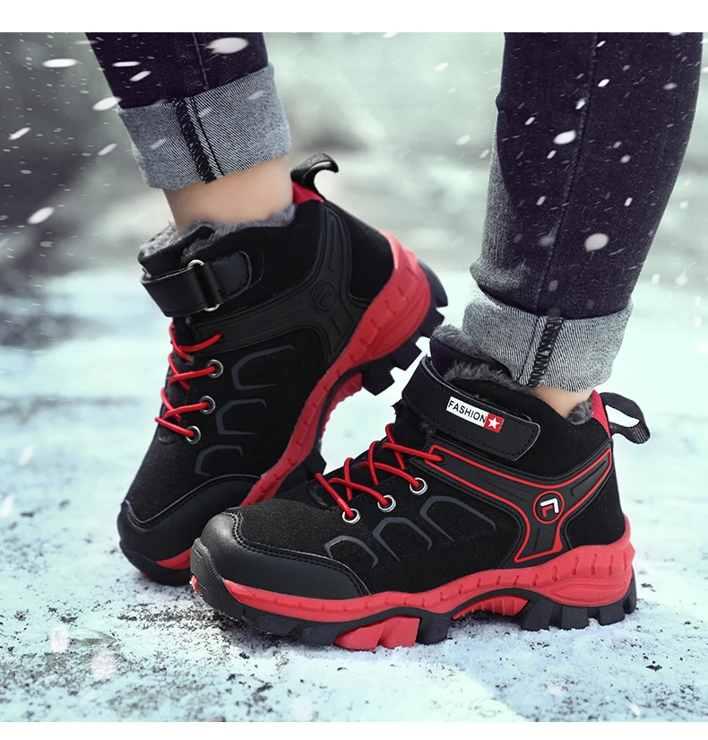 Детские кроссовки; зимние ботинки для мальчиков и девочек; зимняя обувь для подростков; теплая уличная спортивная обувь; нескользящая обувь
