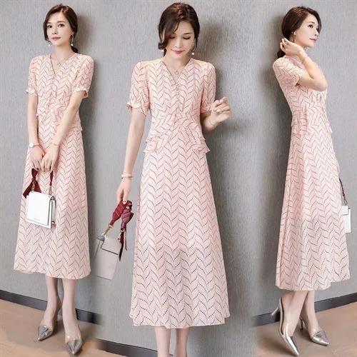 

Skirt Women's 2019 New Style Xia Yang Gas over-the-Knee Mid-length Chiffon Dress Very Fairy of France Non-mainstream Platycodon