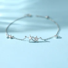 Серебряный звезда полный браслет с фианитовыми подвесками 925 счастливые браслеты из морских звезд для женщин девушки подарок бусины браслет модные ювелирные изделия