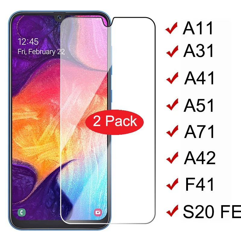 

2Pack Protective Glass Accessories For Samsung Galaxy A71 A51 S20FE A41 A31 A11 F41 Screen Protector Phone 5G Galaxy s20 fe a 71