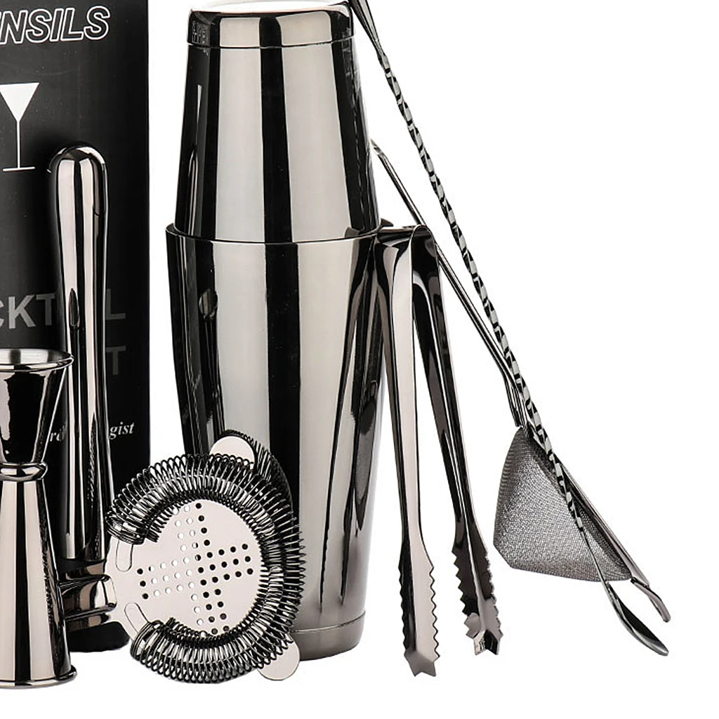 7pcs/set Stainless Steel Bartender Cocktail Martini Boston Shaker Bronze