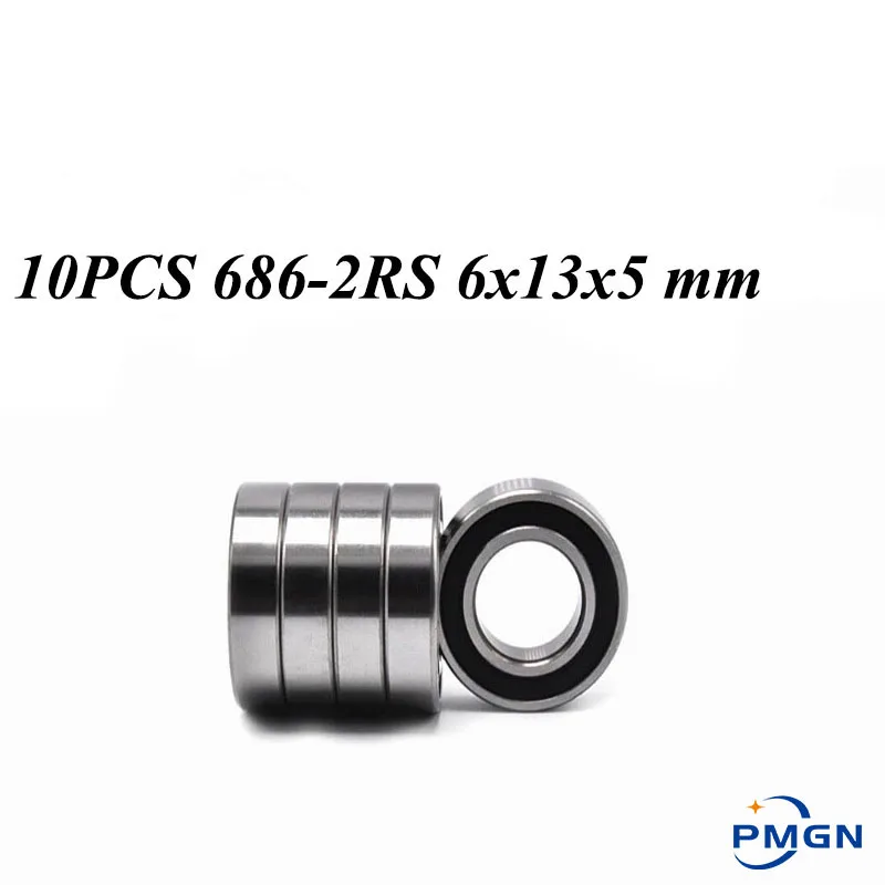 10PCS High quality ABEC-5 686-2RS 686RS 686 2RS RS L1360 6x13x5 mm 6*13*5mm Rubber seal Deep Groove Ball Bearing