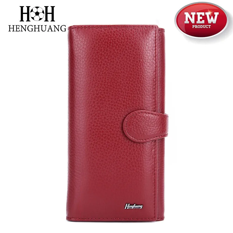 

HH 2019 New Genuine Leather Women's Wallet Female Clutch Luxury Brand Cowhid Money Bag Zipper Coin Purse ID Card Holder Ladies P