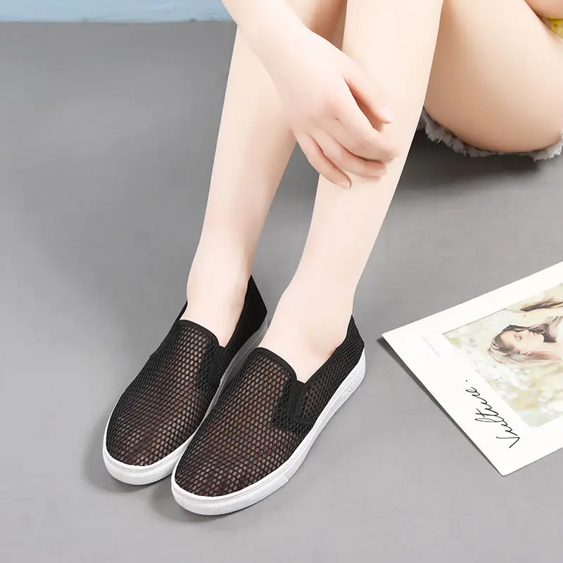Tenis Feminino Women Sneakers Flats Ladies Casual Vulcanized Shoes Walking Spring Summer Mesh Breathable Slip On Female Fashion