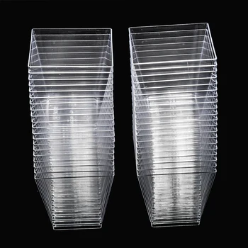 

40pcs 210ml Clear Square Disposable Dessert Cup 7OZ Plastic Cup Festival Wedding Decoration Cake Mousse Jelly Pudding Tiramisu