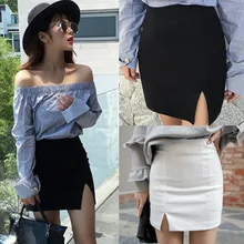 MLXSLKY Осенняя Женская Весенняя одношаговая юбка на сумку на юбку, юбка-стрейч с разрезом, черная профессиональная юбка с высокой талией