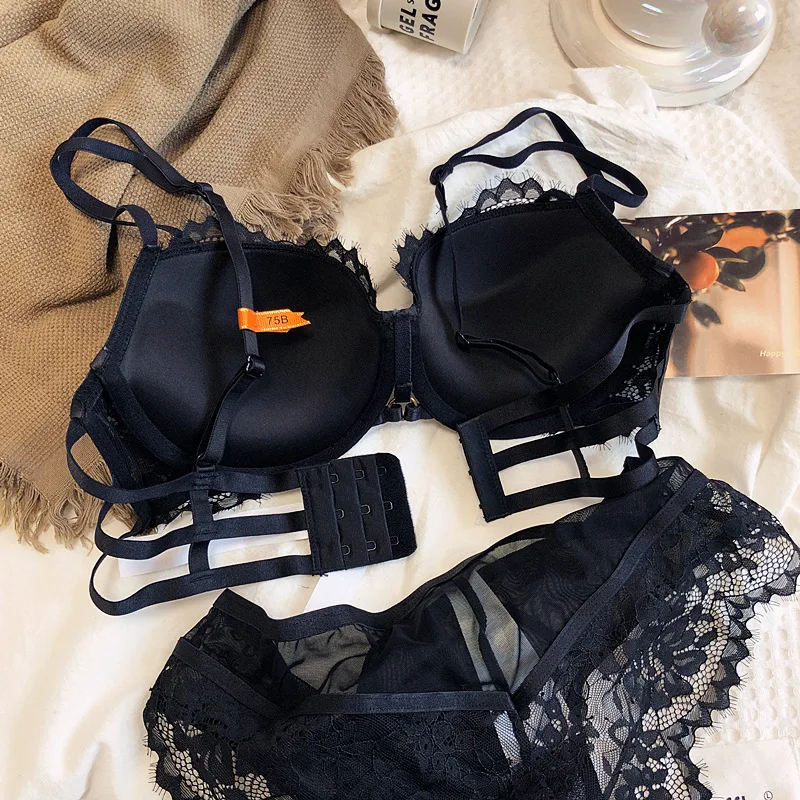 Full Lace Bra Set Underwear Set,black,75b
