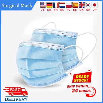 

50pcs Mask Disposable Medical Masks Nonwove 3 Layer Ply Filter Masks Mouth Face Mask Filter Safe Breathable Protective Masks