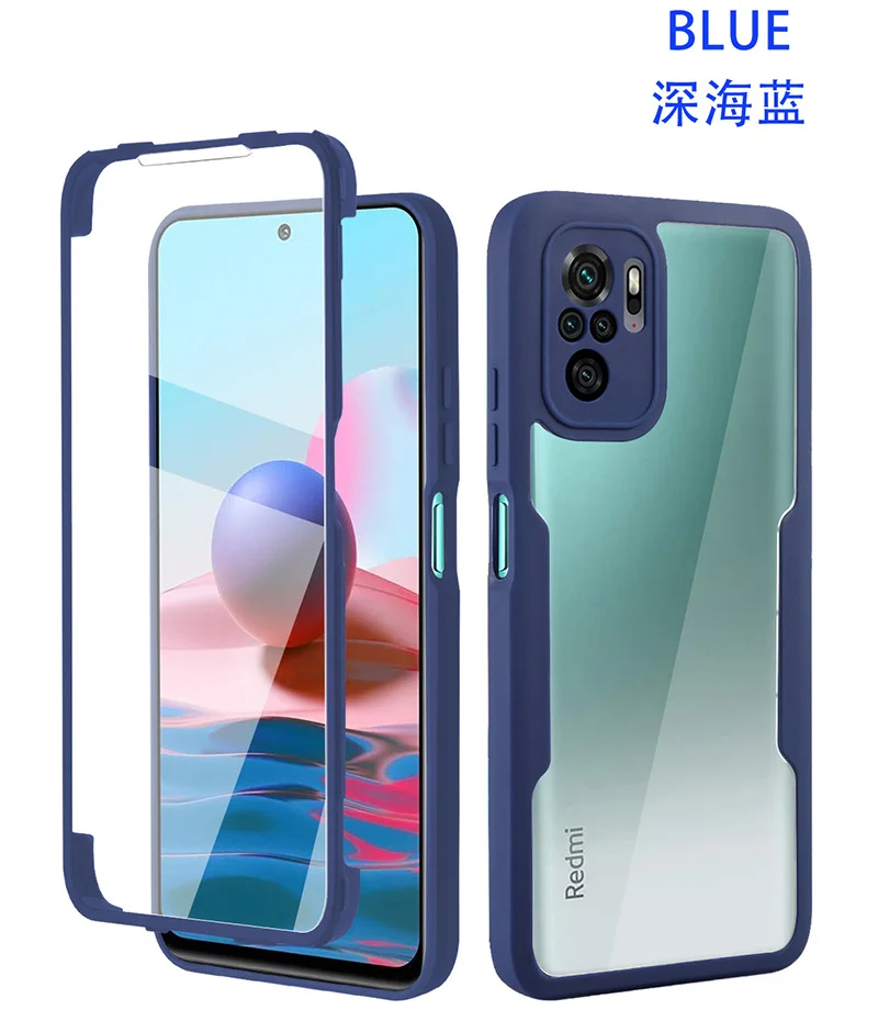 Custodia in TPU bifacciale con protezione completa dell'obiettivo per Xiaomi Redmi Note 11T 11 10 9 9S 9A 9C 9T K40 Pro Lite Cover POCO X3_voghion.com