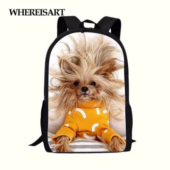 

WHEREISART Animals Pattern School Bag Cute Yorkshire School Bags For Teenage Large Capacity Backpack New Mochila Feminina