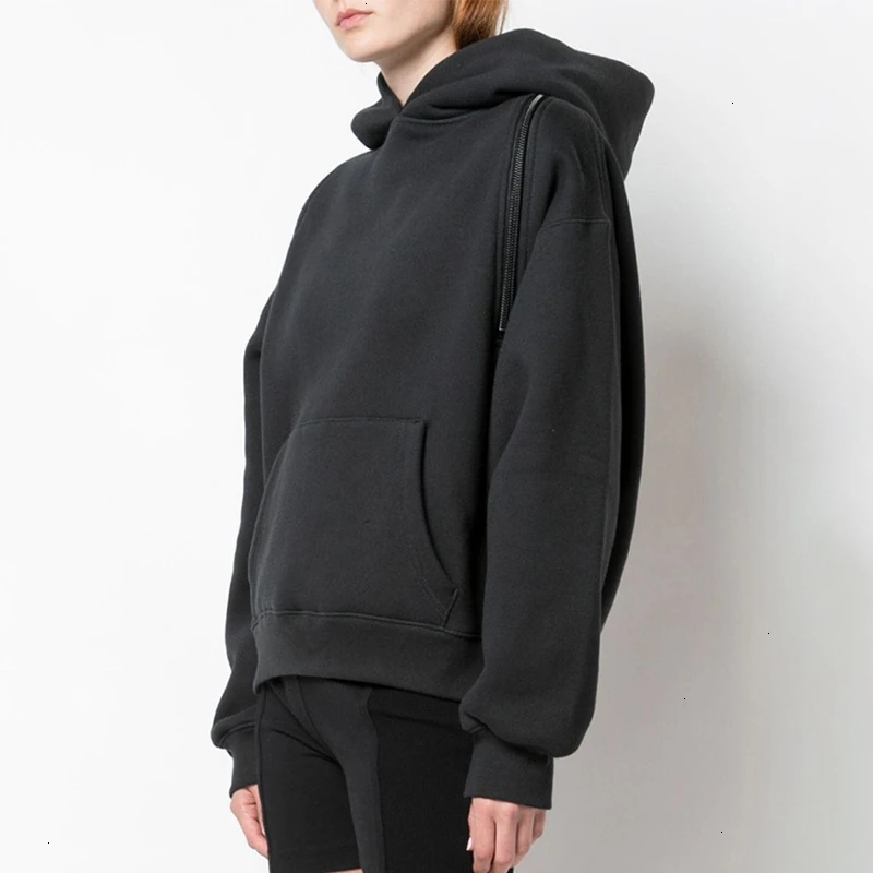 TWOTWINSTYLE Casual Loose Women's Sweatshirts Hooded Long Sleeve Zipper Backless Off Shoulder Sweatshirt For Female 2019 Fashion TWOTWINSTYLE Casual Loose Women's Sweatshirts Hooded Long Sleeve Zipper Backless Off Shoulder Sweatshirt For Female 2019 Fashion