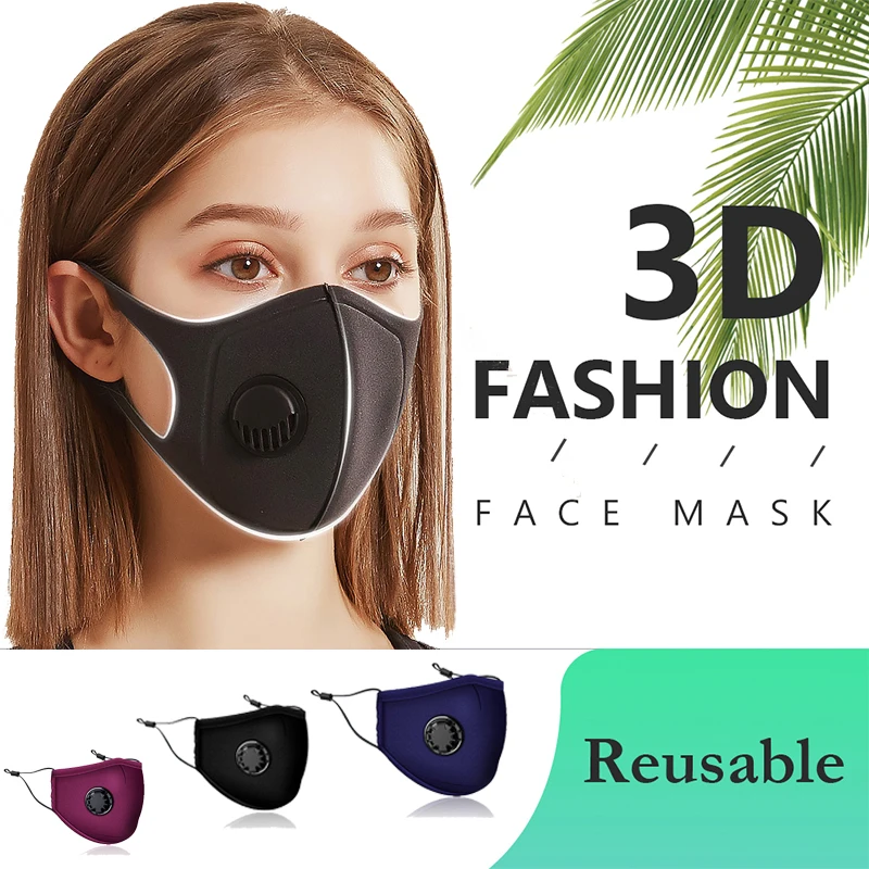 

New Kpop Cotton Black Gray Pink Valve Mask Mouth Face Masks Anti PM2.5 Dust Maske Washable Reusable Mouth Cover PM2.5 Filter