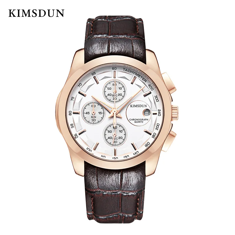 KIMSDUN TEND, топ бренд, роскошные модные повседневные кварцевые мужские часы с кожаным ремешком, мужские наручные часы, часы для мужчин