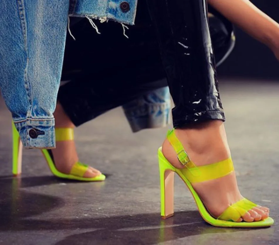 

2019 Candy Color Foot Exceed Beautiful High With Sandals With Transparent Woman Shoes