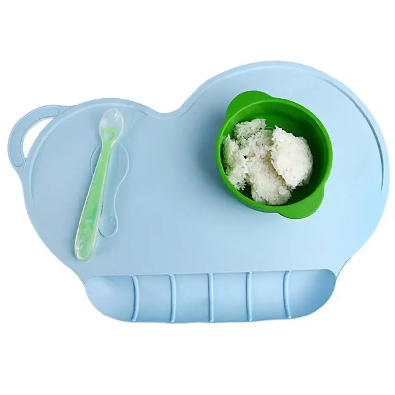 

Table mat Silicone Placemats Kids Feeding Mat Portable with Personalised Collapsible Baby Food Catcher Pocket Fits kids