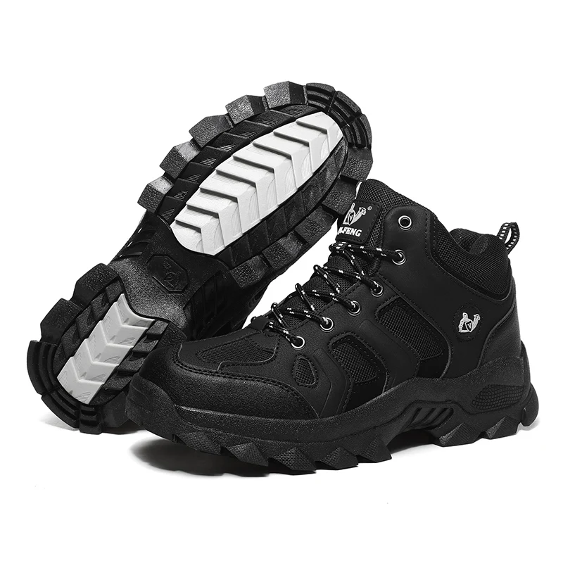 Large Size Outdoor Ankle Boots Men Snow Boots Fashion Lace Up Casual Sneakers Leather Winter Cowboy Footwear Hiking Shoes Spring