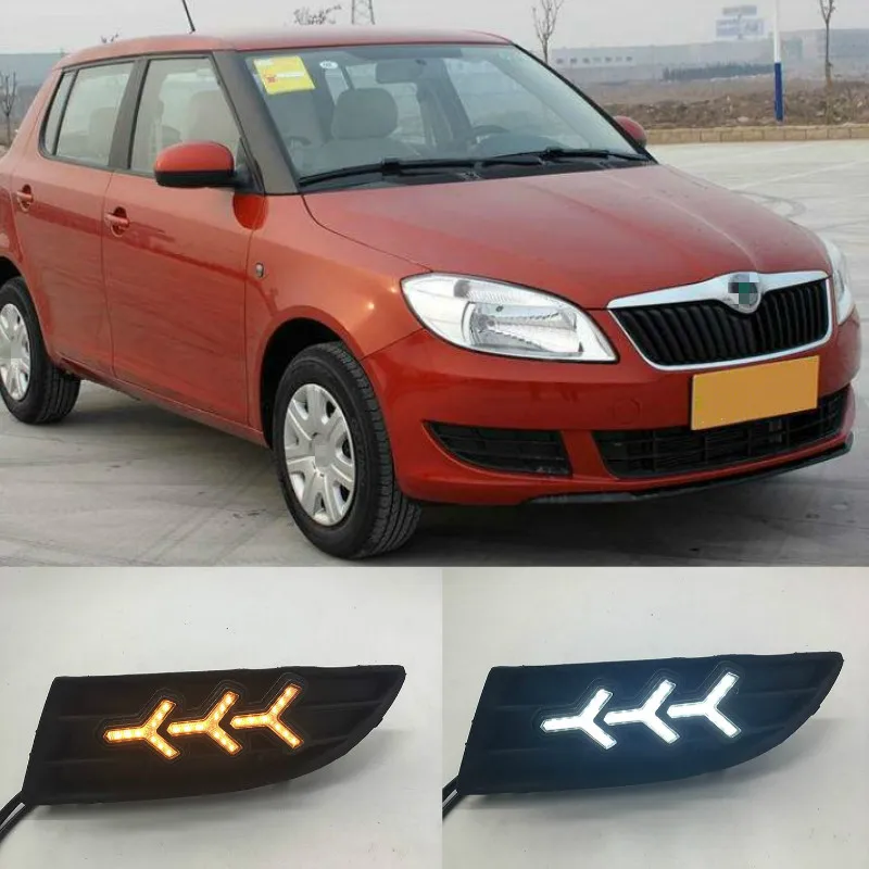 

1 пара 12V ABS светодиодный DRL Габаритные огни противотуманные лампы для автомобиля-Стайлинг для SKODA Fabia 2012 2013 2014