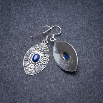 

Natural Lapis Lazuli Handmade Unique 925 Sterling Silver Earrings 1.5" Y2650