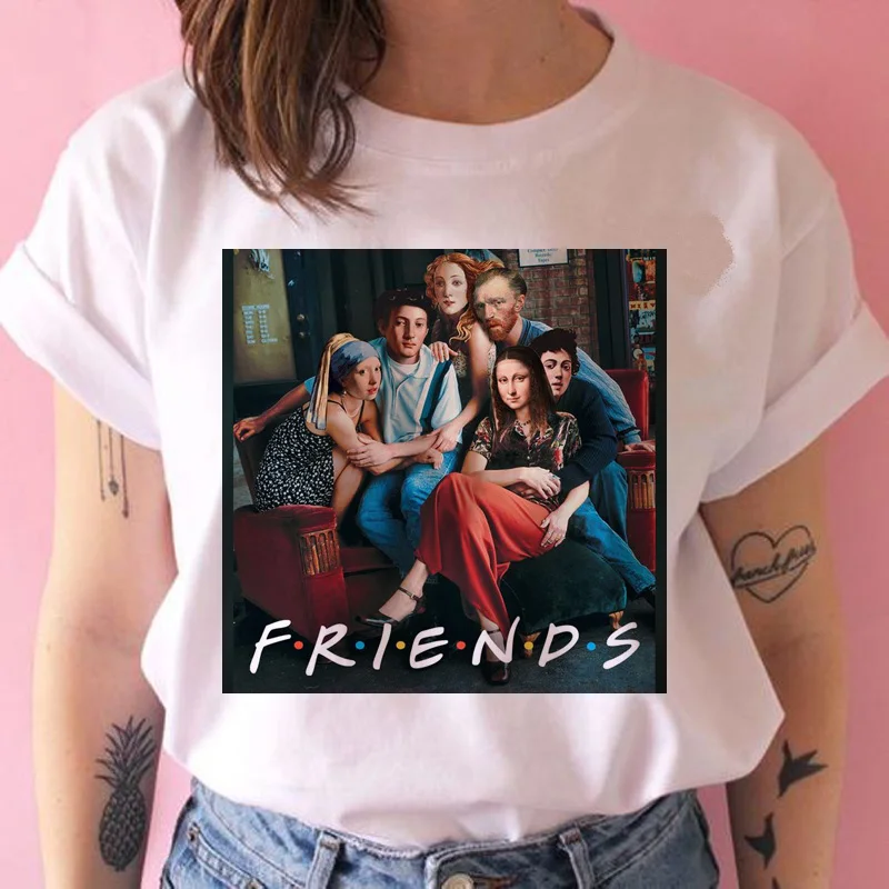 

friend mona lisa van gogh t shirt women art 90s funny grunge tshirt harajuku female ulzzang cat t-shirt top tee clothes hip hop