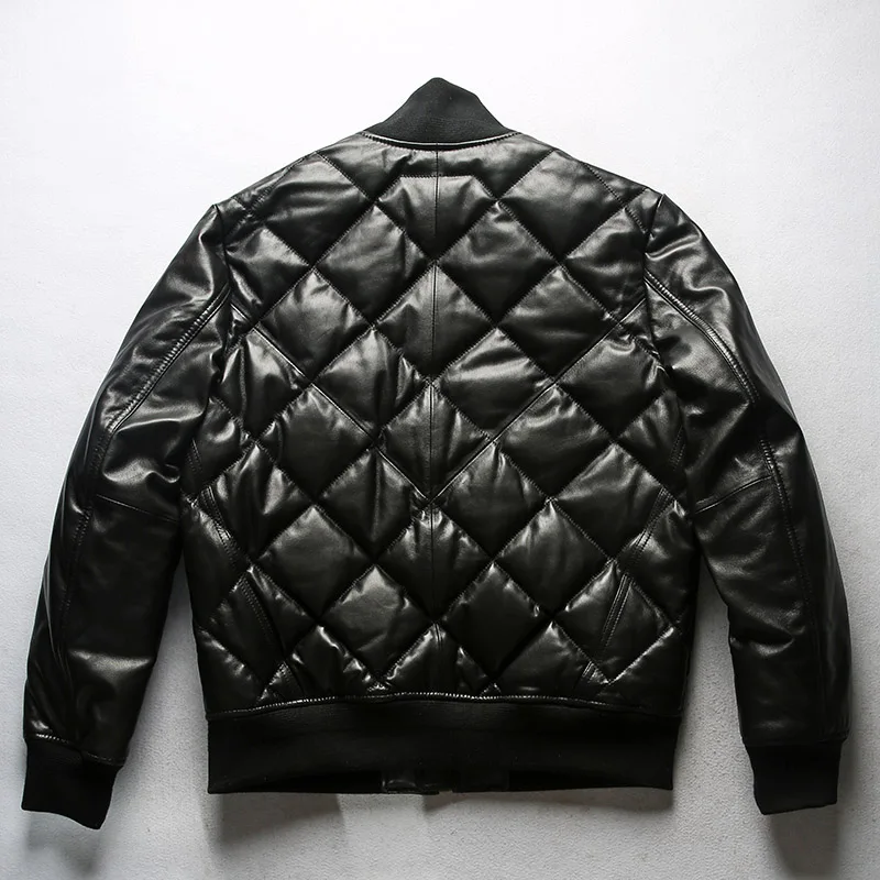 Hot Product 9510 Read Description! quality super warm genuine sheep skin duck down leather jacket mens sheep leather duck down coat