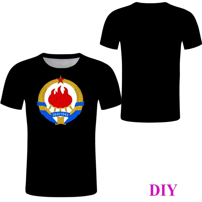 YUGOSLAVIA Male T shirt red flame T-shirt Black Tee Print flag Clothing Summer casual Streetwear | Мужская одежда