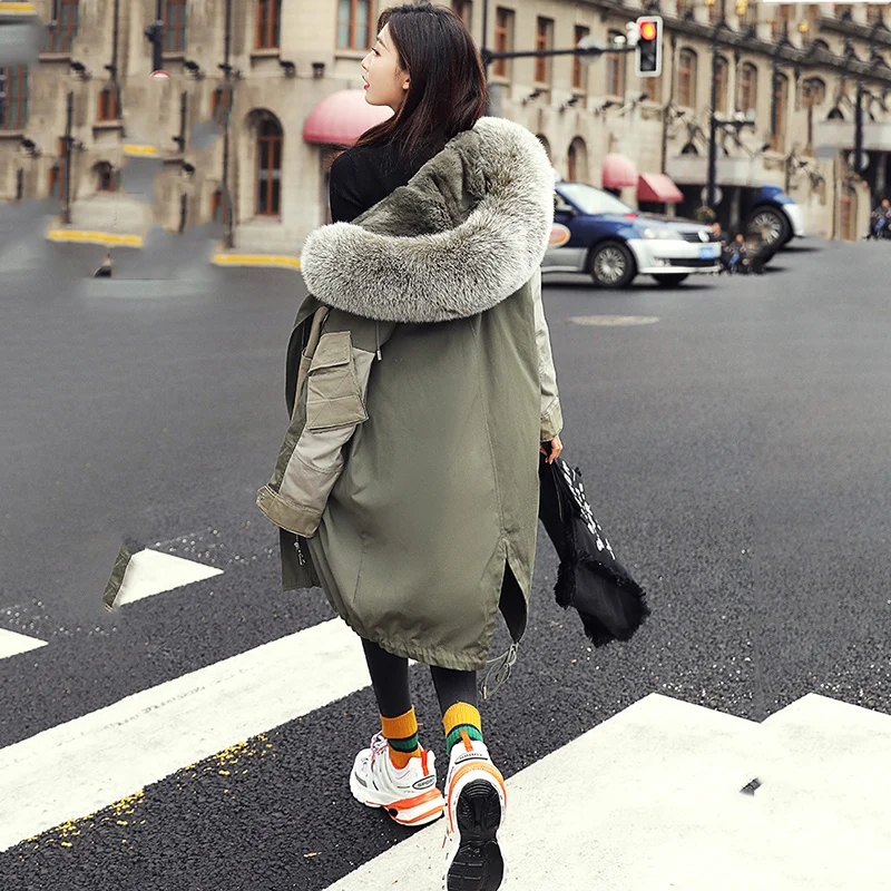 Новые корейские парки пальто женские модные повседневные хлопковые топы зимние теплые женские средней длины с капюшоном верхняя одежда