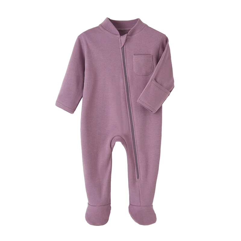 100% Cotton Newborn Baby Clothes Solid Color Jumpsuit Rompers Zipper Infant Boys Girls Spring Bottoming Shirt Jumpsuits Footed best baby bodysuits