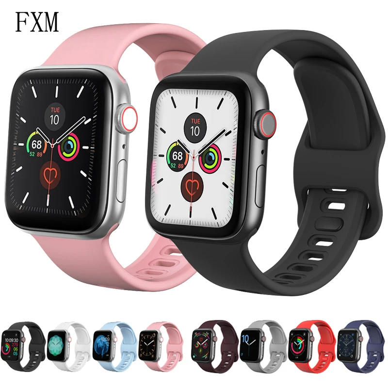 

Silicone Strap for Apple Watch Band 42mm 38mm Watchband Bracelet Rubber High Quality Sport belt Iwatch 44mm 40mm Series 5 4 3 2
