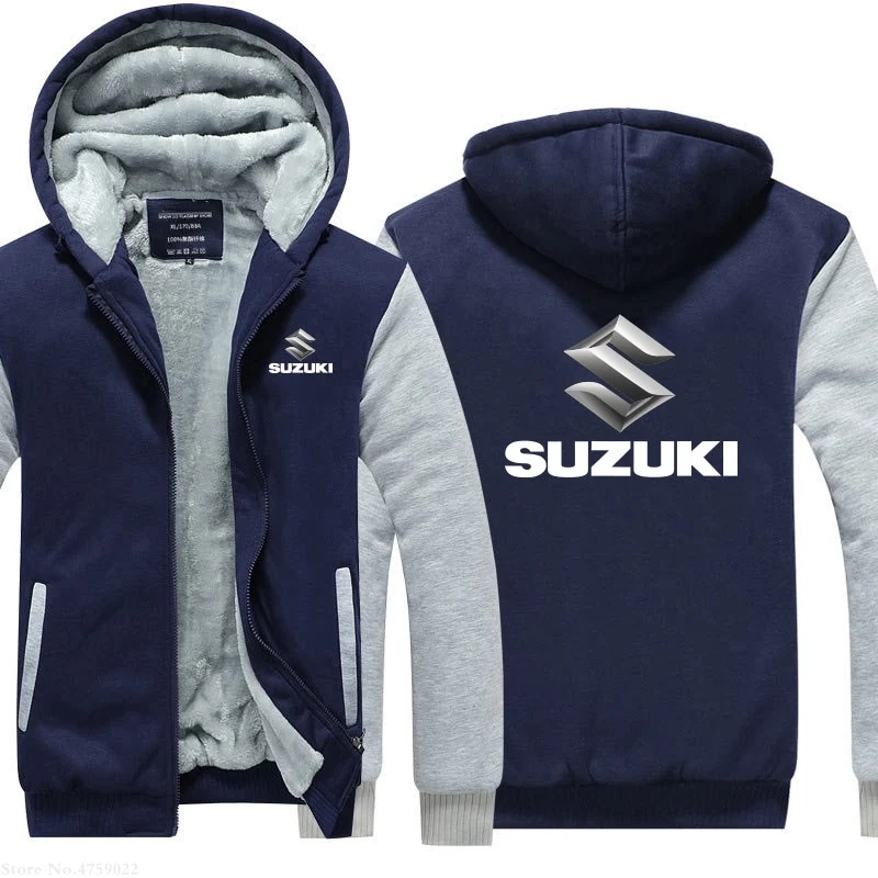 Новинка, зимние мужские толстовки на молнии, Suzuki, толстовка, мужские пальто, утолщенная толстовка, Мужская одежда для фанатов автомобилей