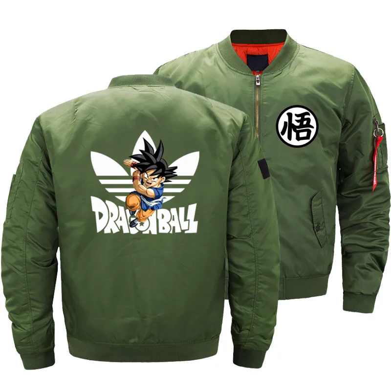 Men Bomber Jackets Dragon Ball Z Super Son Goku Cosplay Vegeta Flight Jacket Pilot Air Force Male Army Military Motorcycle Coats - Цвет: Зеленый
