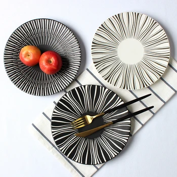 

GEOMETRIC PATTERN CERAMIC PLATE DINNER DISHES AND PLATES PORCELAIN TABLEWARE DESSERT SNACK CAKE DISHES STEAK PLATE