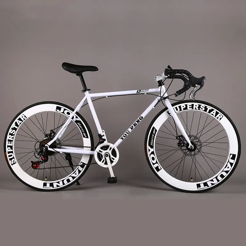 Mountain Bicycle Fixed Gear Road Bike Speed Double Disc Brakes Men and Women 60 Knife Wheel sStudent Adult