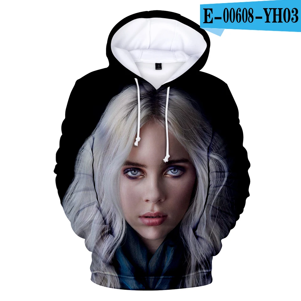 Новые модные толстовки с капюшоном Billie Eilish 3D, популярные мужские и женские пуловеры для мальчиков и девочек, повседневные толстовки Harajuku на осень и зиму