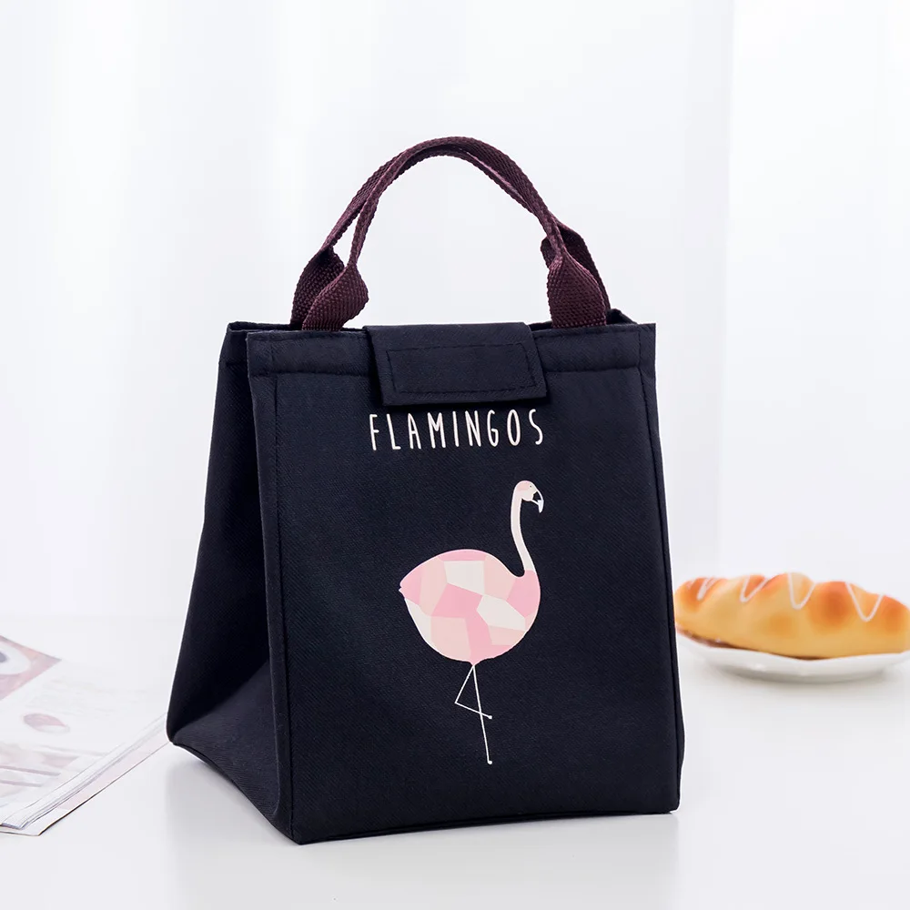BONAMIE, Термосумка с фламинго, черная, водонепроницаемая, Оксфорд, Пляжная, сумка для обеда, для еды, пикника, Bolsa Termica, для женщин, детей, мужчин, сумка-холодильник, новинка - Цвет: black