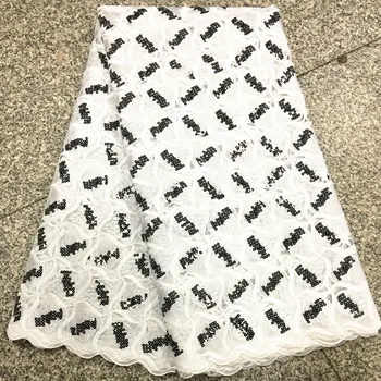 

African handcut organza lace with embroidered sequence 2020 high quality nigerian sequins lace fabric for wedding party dress