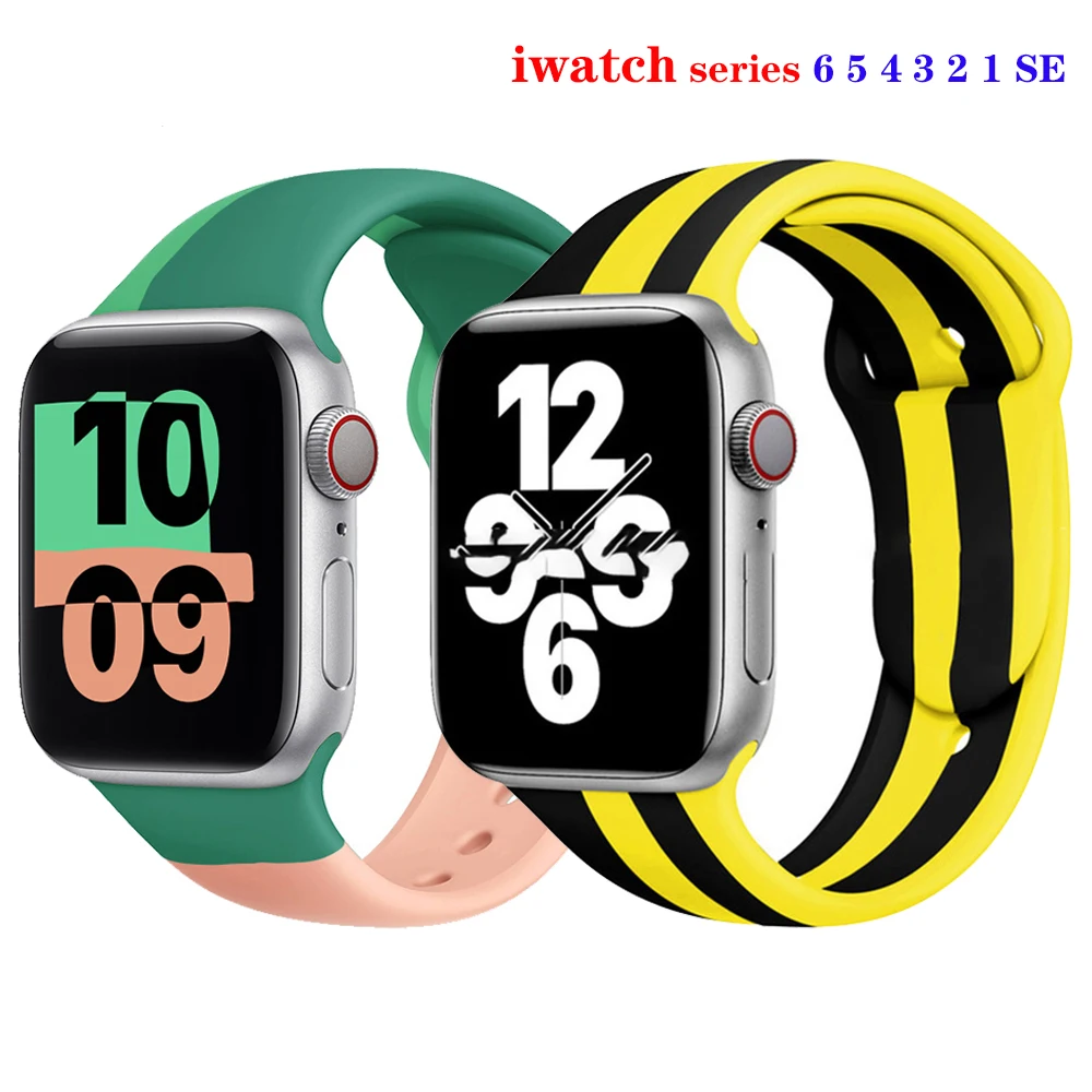 Ремешок силиконовый для Apple watch band 44 мм 40 черный браслет iwatch 38 42 apple 6 5 4 3 Se | Наручные