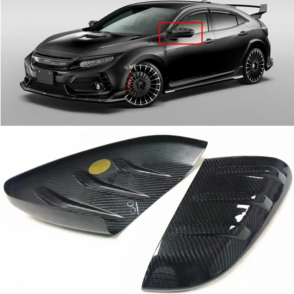 Per Mugen Honda Civic Tipo-R Tappi Specchietti Retrovisori In Carbonio Secco Stick On 2016-2020