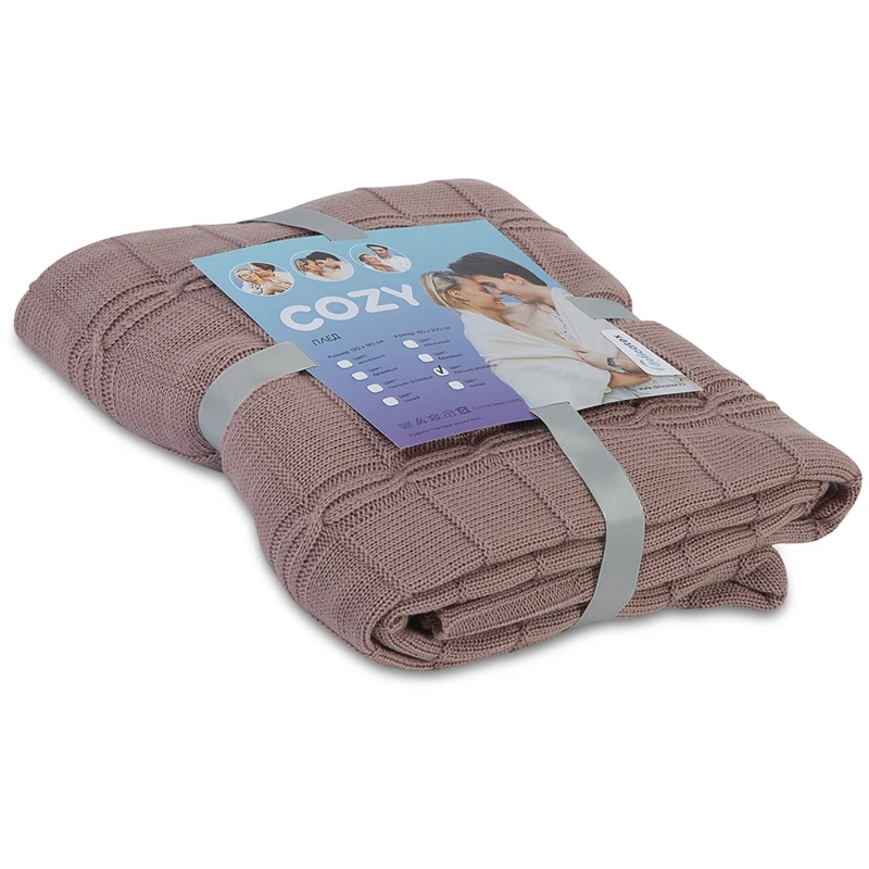 COZY- плед 130x180 150x200 пыльно-розовый Delicatex